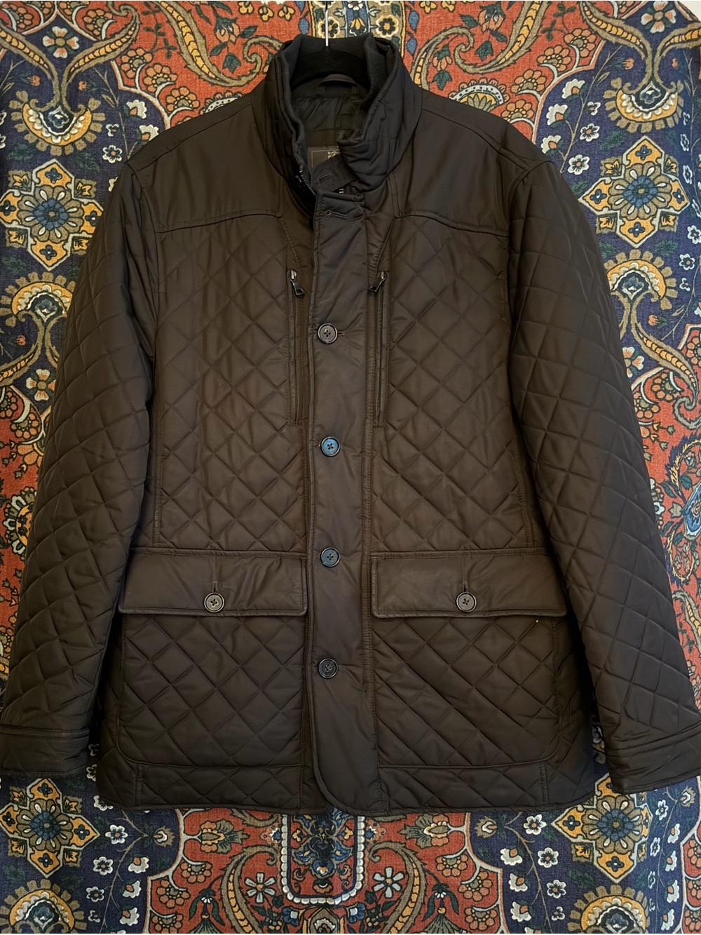 Men's Quilted Lightweight Shirt Jacket in Dark Brown